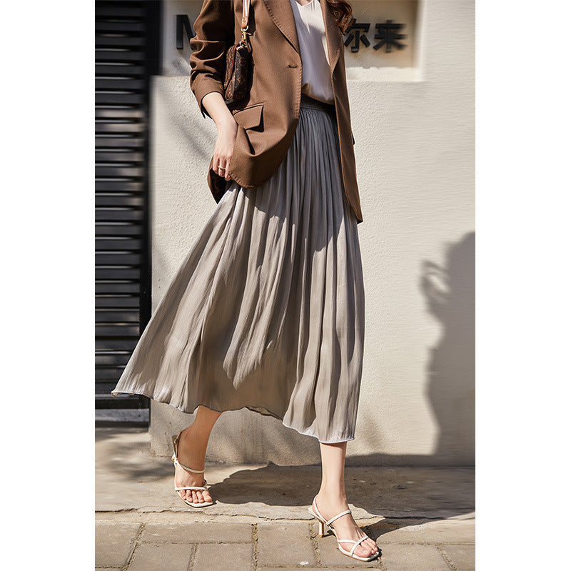 2025 Beauty! Milk pearlescent fairy fluttering skirt summer new women's clothing fashion pendant medium and long skirt