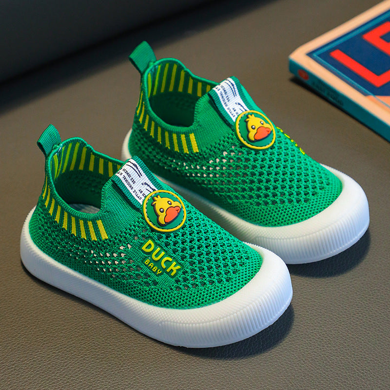ZllKl Spring and Summer Children's Breathable Mesh Shoes Non-Slip Flying Woven Shoes Soft-Soled Shoes for Baby Slip-on Casual Shoes