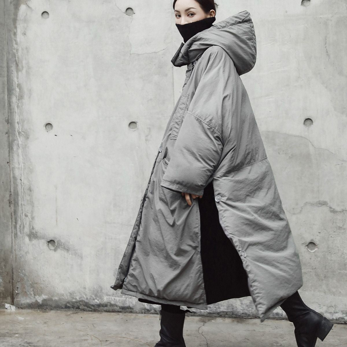European and American fashion design sense thickened coat women's winter new slit loose hooded large cotton-padded clothes long cotton clothes trendy