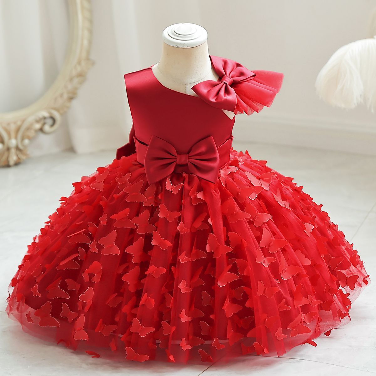 ZllKl Girls' New Princess Mesh Embroidered Children's Dress Children Puff Mesh Birthday Full-Year Formal Dress Wholesale