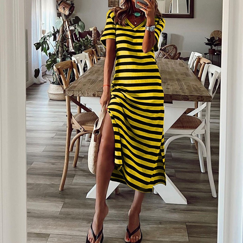 ZllKl Spring European and American Style Wish Best Selling Women's Clothes Cross-Border Slit Loose Printed Skirt New Jumpsuit