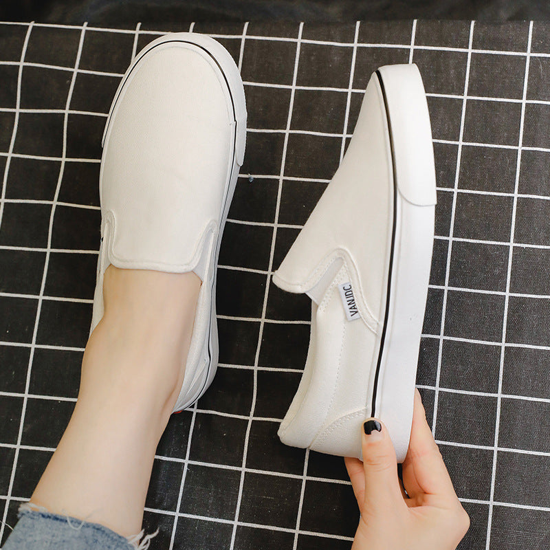 ZllKl Canvas Shoes for Women Men Spring and Autumn New Slip-on Lazy Shoes for Students Casual Flat Skateboard Shoes Korean Couples Shoes