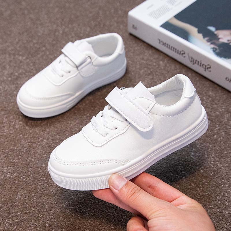 ZllKl Children's White Shoes Autumn New Korean Style Primary School Student Soft Bottom White Board Shoes Boys and Girls Sports Shoes