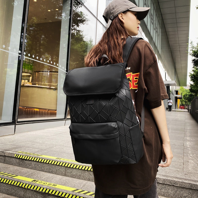 Backpack Men's New Fashion Brand Geometric Rhombus Backpack Large Capacity Commuter Computer Bag Student Schoolbag
