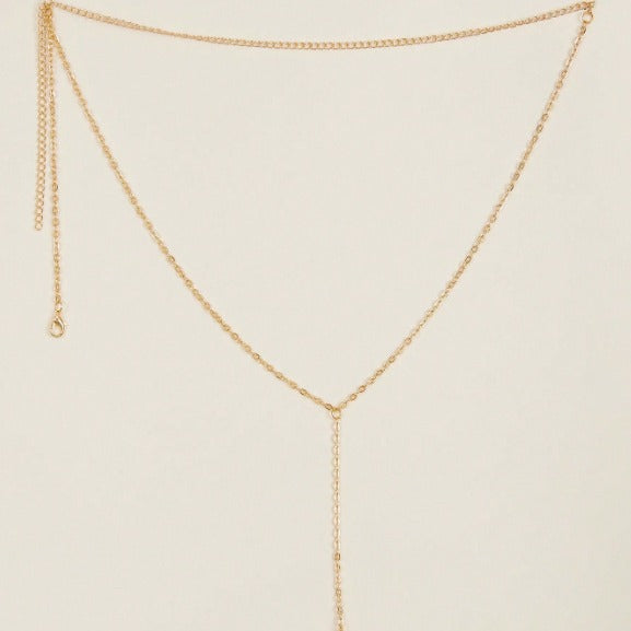 FB3385 2025 waist chain alloy hollow pentagram fringed pendulum chain pendant metal thin chain waist chain