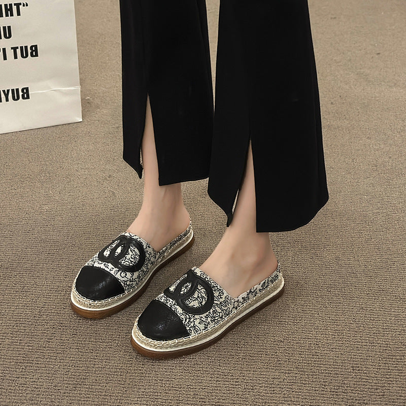 ZllKl Fisherman Shoes Women's Summer Korean Style Versatile Flat Toe Box Cloth Shoes Women's Outer Wear Flat Internet-Famous Slip-on Shoes Tide