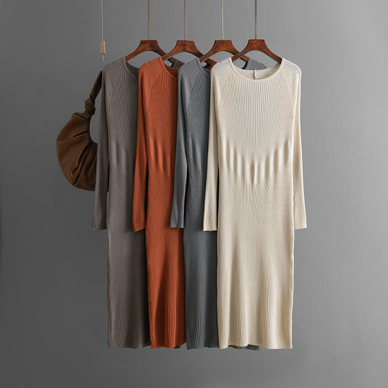 ZllKl 2025 knitted dresses, autumn inner fit, slim and thin back, hollow trousers, sweater, bottoming skirt