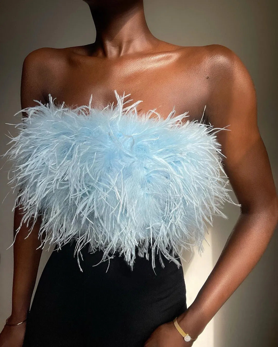 Spring and summer 2022 2025 Popular trade fashion fluffy multi-color fluffy tube top versatile 2025 New tops New