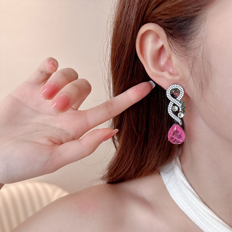 2025 Fashion long luxury water drop earrings inlaid with zircon dinner earrings fringed New temperament earrings wholesale
