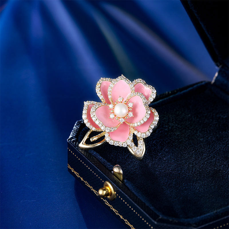 2025 New pink three-dimensional camellia brooch high-end niche design flower brooch blazer pin accessories