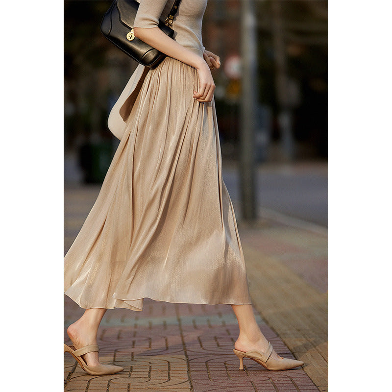 2025 Beauty! Milk pearlescent fairy fluttering skirt summer new women's clothing fashion pendant medium and long skirt
