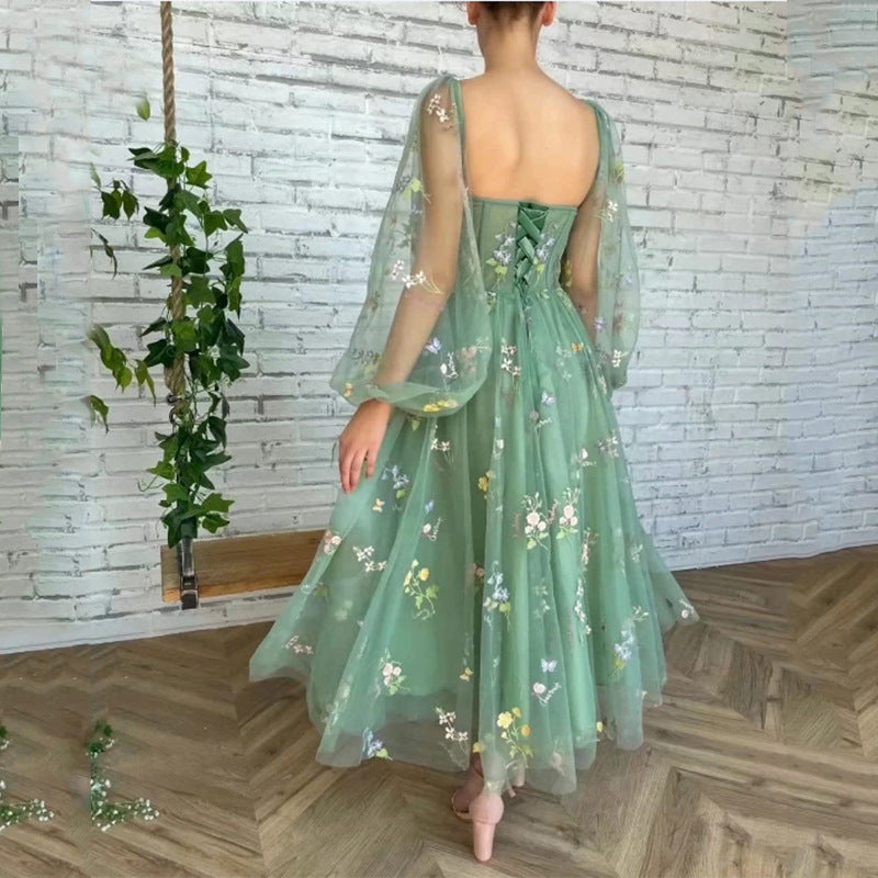 2025 EBAY Popular and Party Ball Evening Dress Lace Embroidery Medium and Long Dress Long Sleeve Evening Dress