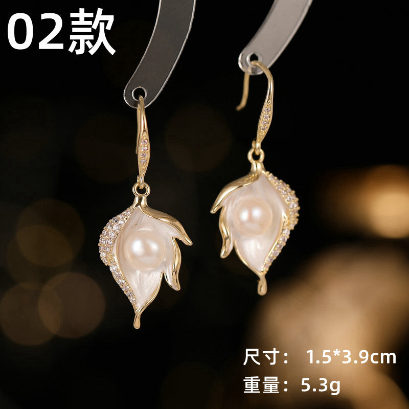 2025 S925 silver needle flower series earrings niche design earrings Korean version super fairy simple temperament camellia stud earrings
