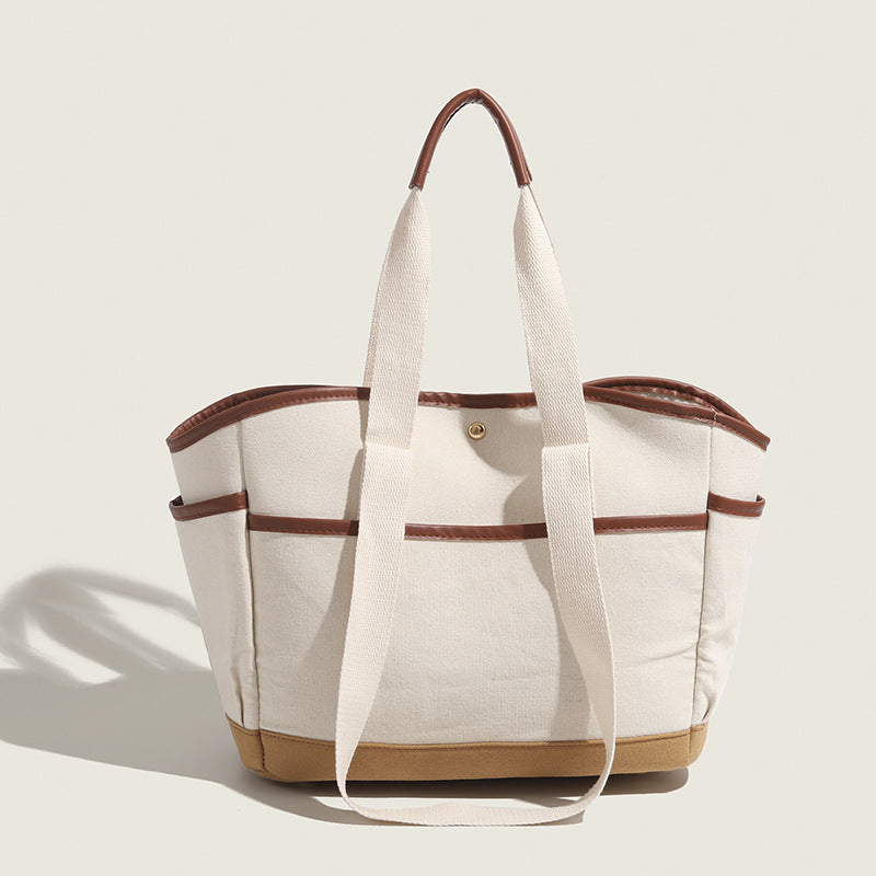 ZLLKL 2025 Maternal and infant bag Japanese and Korean new color matching canvas mommy bag large capacity multi-compartment single shoulder portable tote bag women
