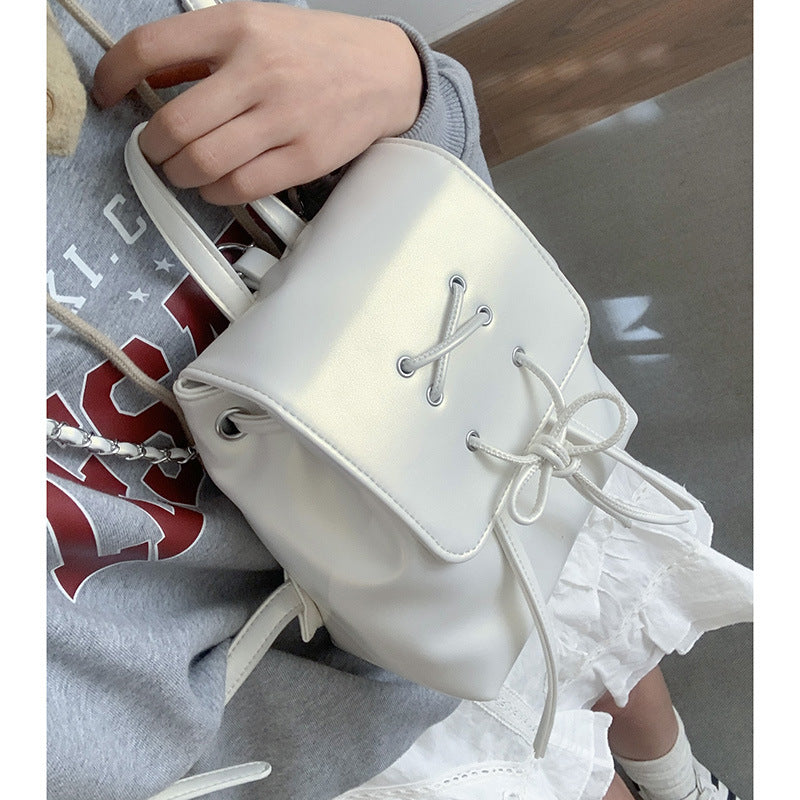 ZLLKL 2025 Ballet style bow backpack women's summer trendy Korean backpack cute portable shoulder bag schoolbag