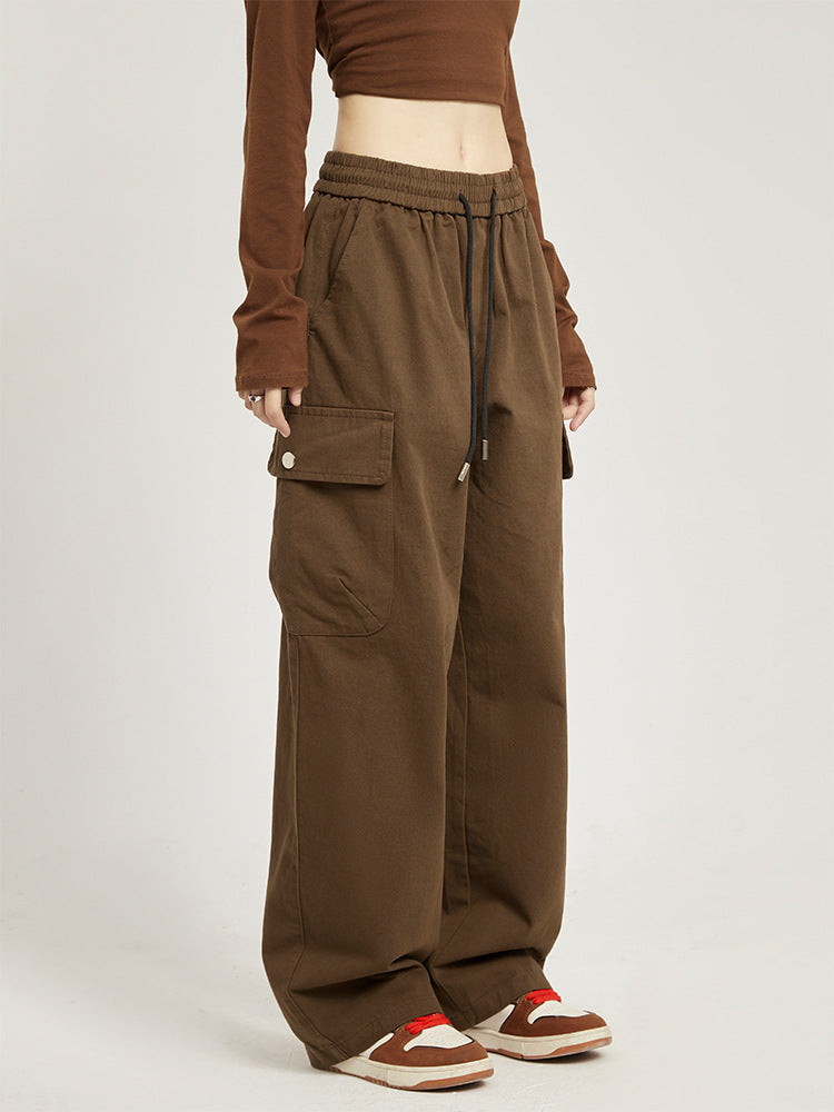 ZllKl American Retro Workwear Casual Pants for Women Spring and Summer New Fashion Brand High Street Hiphop Loose Straight Trousers