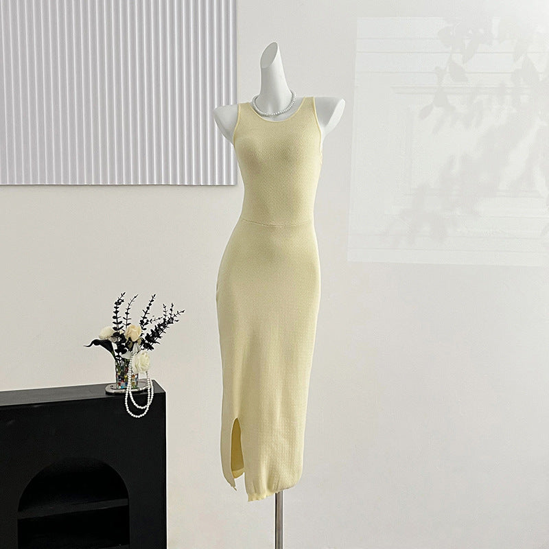 ZllKl 2025 women's clothing New summer new fashionable and sexy round neck slim-fit halter waist and hip dress