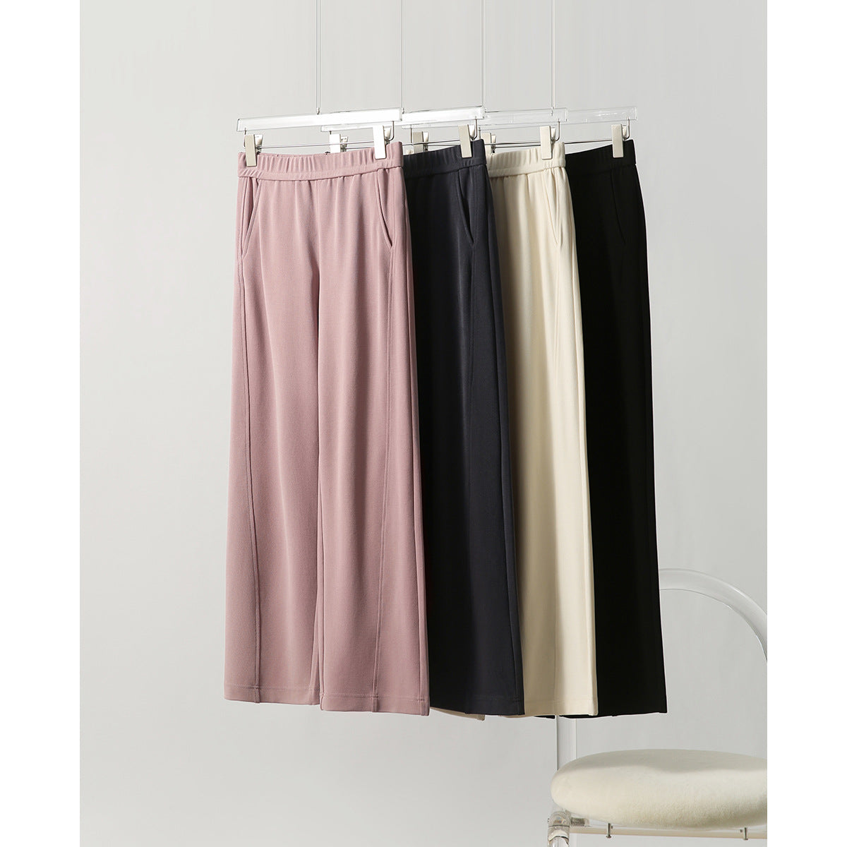 2025 Four colors, comfortable air, waffle straight casual pants Modal summer women's new long pants