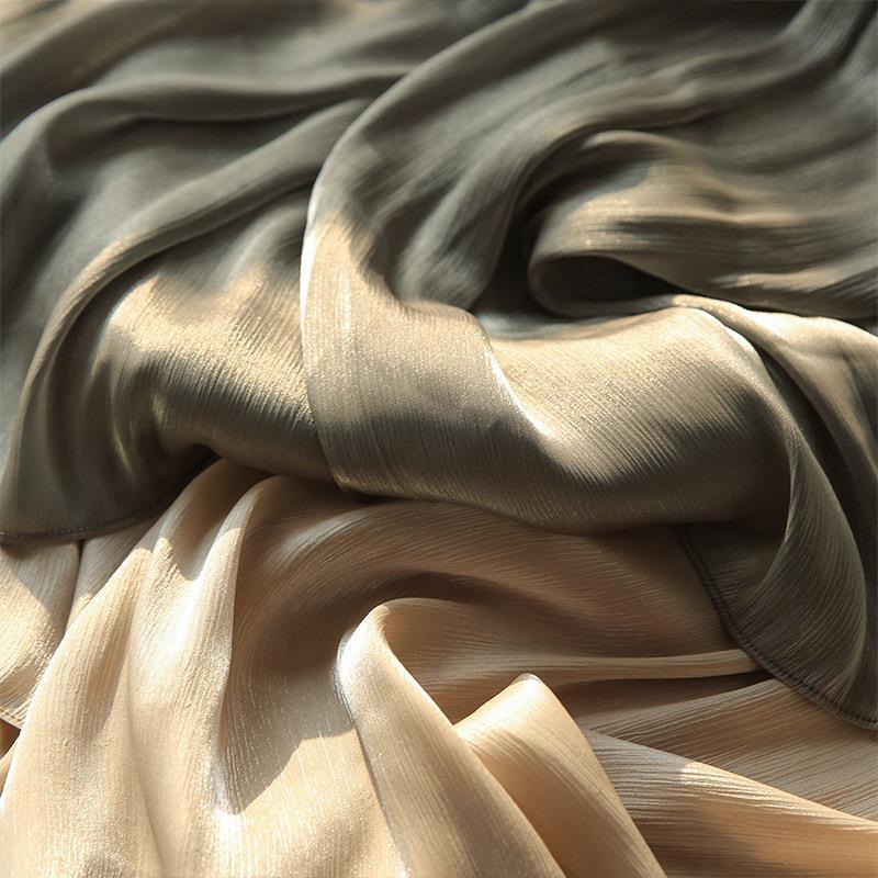 2025 Flowing silk strand milk pearlescent skirt summer women's long A-shaped big swing skirt