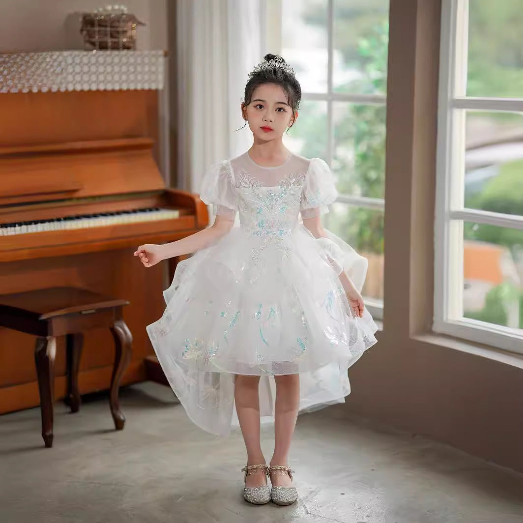 ZllKl Foreign Trade New Princess Flower Girl Wedding Gauze Dress Children's Performance Costume Girls' Dress Birthday Banquet