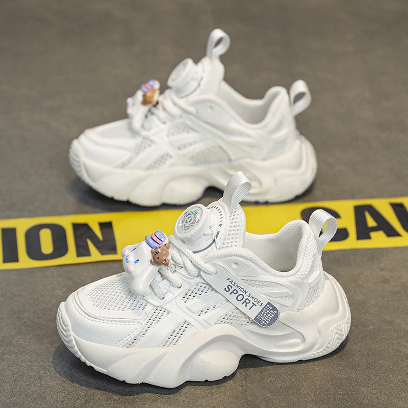 ZllKl Girls Sneaker New Spring and Summer Children's Shoes Breathable Mesh Children Single Mesh Dad Shoes