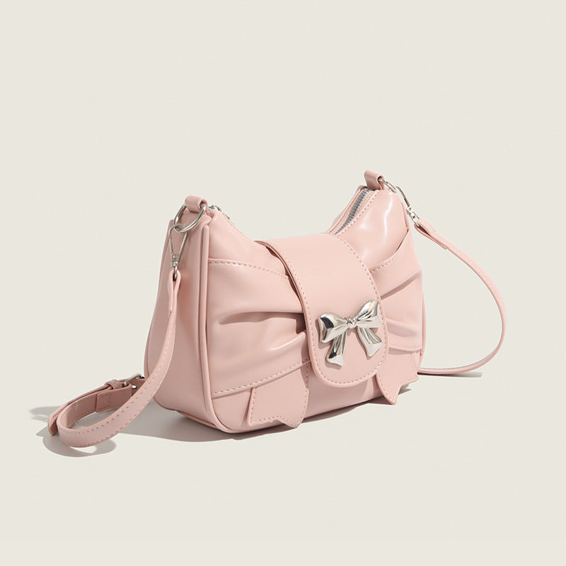 ZLLKL 2025 niche sweet small bag women's bag high-end light luxury messenger bag super fire bow underarm bag women