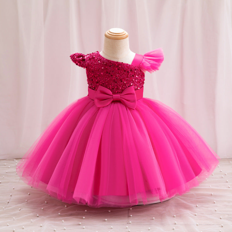 ZllKl Girls' New Princess Mesh Embroidered Children's Dress Children Puff Mesh Birthday Full-Year Formal Dress Wholesale