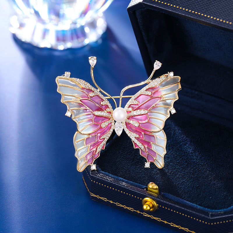 2025 High-end temperament cardigan buckle coat accessories suit pin female Chinese style collar buckle corsage dripping butterfly brooch female
