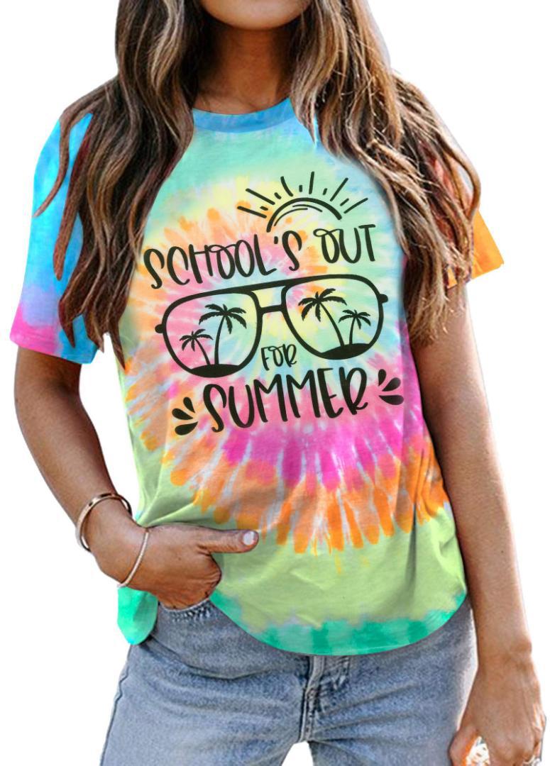 ZllKl Cross-Border Summer European and American Printed Short-Sleeved Casual Loose Temperament T-shirt for Women