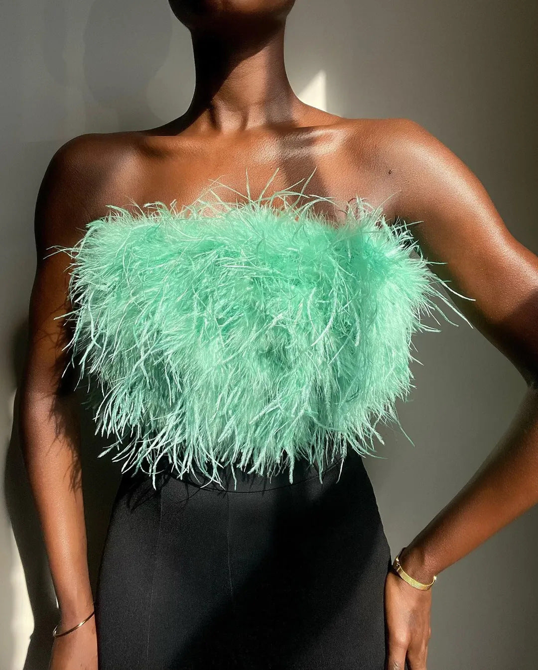 Spring and summer 2022 2025 Popular trade fashion fluffy multi-color fluffy tube top versatile 2025 New tops New
