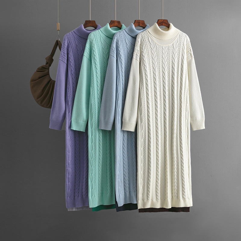 ZllKl women's clothing customization, long sweater women's autumn and winter New new loose thickened twist knitted dress