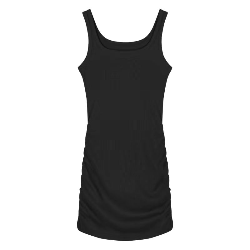 Pure Desire Vest Dress Women's Summer Square Collar Slimming Slimming Short Skirt Hot Girl Square Collar Knitted Fitted Waist Hip Skirt