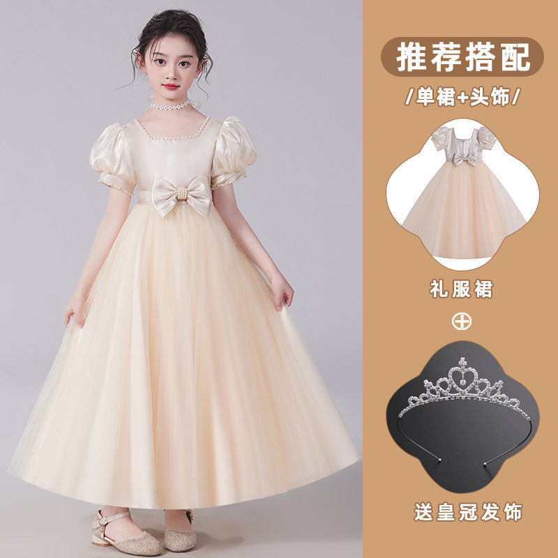 ZllKl Children's Dress Princess Dress Children's Summer Clothing Western Style Little Girl Birthday Catwalk Costume for Piano Performance Girl Dress