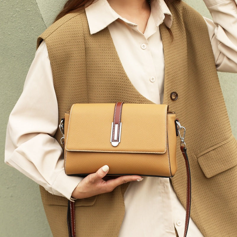 Small square bag women's messenger high-end leather women's bag casual versatile TOGO cowhide shoulder bag fashion small bag 9806