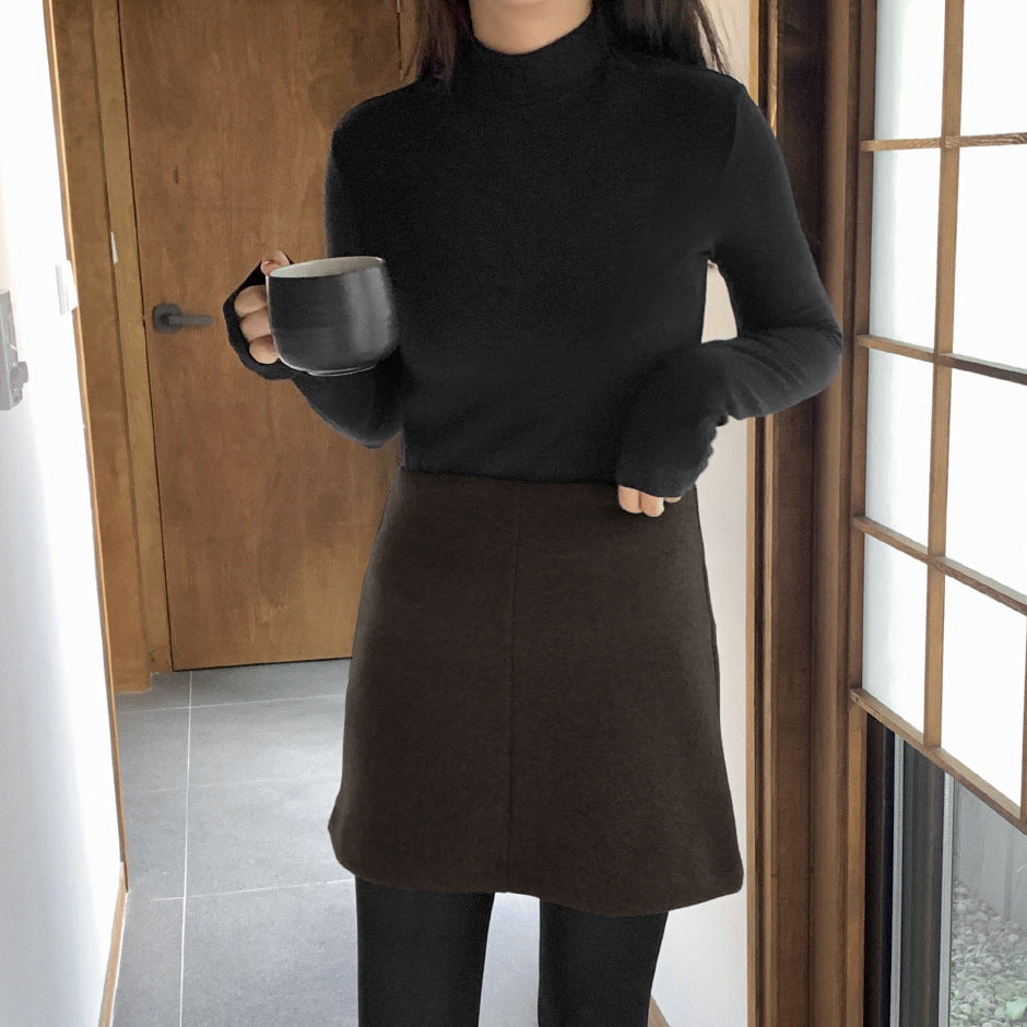 ZLLKL 6 colors, Korean semi-turtleneck double-sided German velvet bottoming shirt, women's autumn and winter inner wear, warm long-sleeved women's clothing, 2025 style clothes