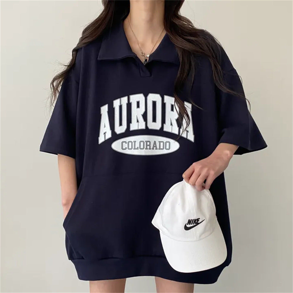 ZllKl Manufacturer sweater top ins medium and long cotton mother pocket loose long short sleeve medium and long T-shirt women's summer New