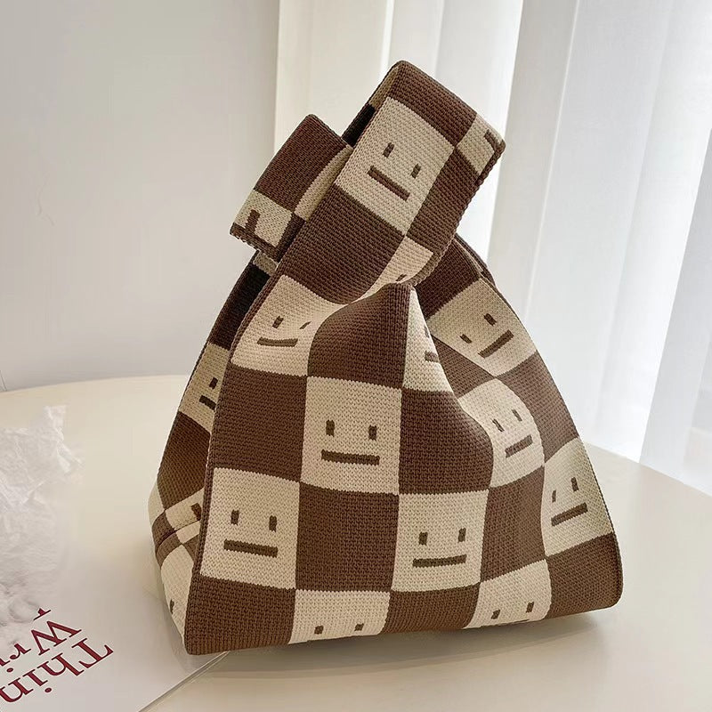 ZllKl Knitted Bag with Hand Gift Bag Handbag Rabbit Hand Bag Ins Large Capacity Gift Bag Small Handbag Wrist