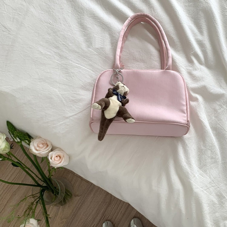 ZLLKL 2025 Korean version of niche temperament silk pink ballet handbag summer trendy handbag pillow bag women's bag