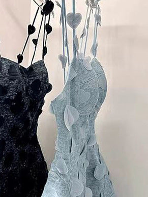 2025 popular summer design sense niche suspender dress femininity socialite style love decoration waist and thin skirt
