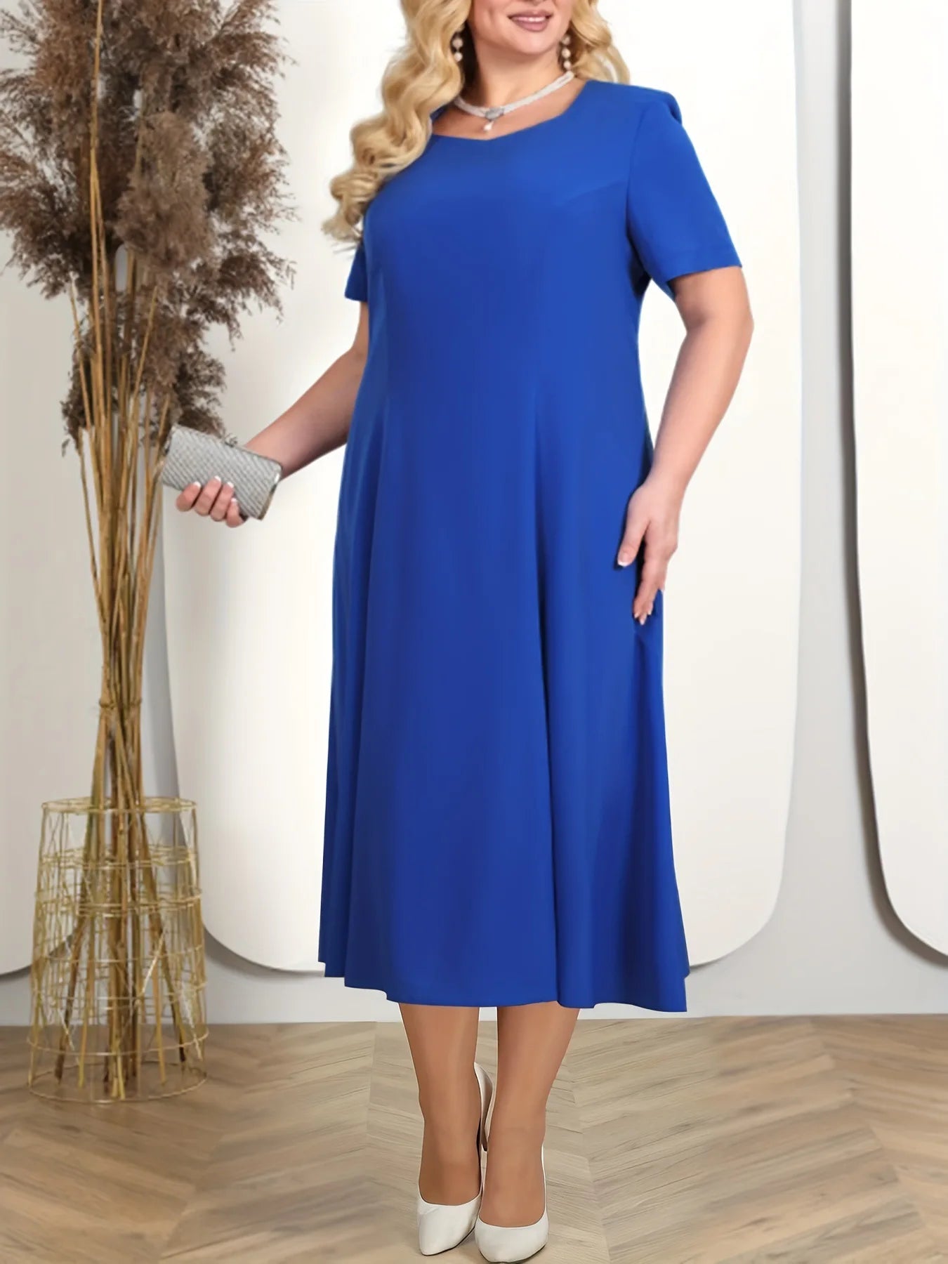 Plus Size Dress Two-piece Set Lace Chiffon Three-quarter Sleeves O-neck Dress Wedding Midi Robe Fashion Elegant Party Dresses