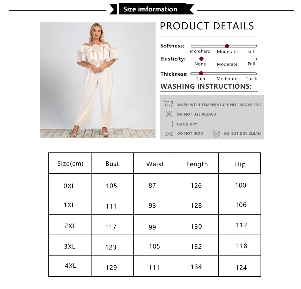 Plus Size Solid Ruffle Off Shoulder Jumpsuit Curvy Aesthetic Spring Fashion Women Jumpsuit Elegant High Waist Wide Leg Jumpsuits