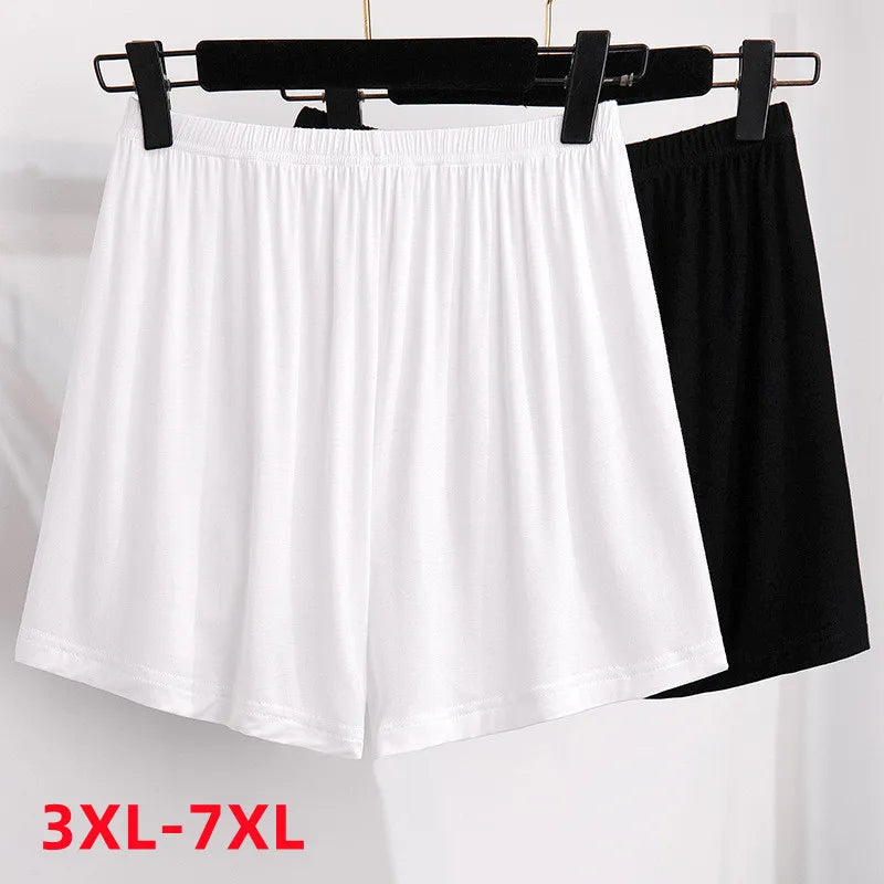 New Ladies Plus Size Leggings Shorts Women Large Size Slim Elastic Black White Modal Basic Shorts 3XL 4XL 5XL 6XL 7XL