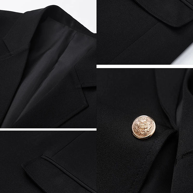 Black Casual Suit Jacket Men Loose High Street Blazer Jacket Korean Trend JK Dk School Uniform Preppy Cool Teenagers Suit Coat
