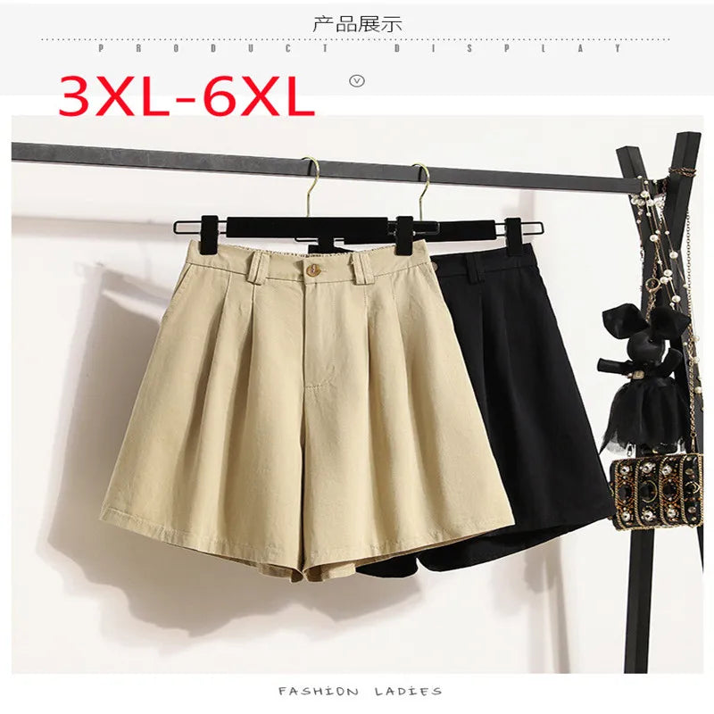 New Ladies Spring Summer Plus Size Shorts For Women Large Size Leisure Wide Leg Shorts 3XL 4XL 5XL 6XL
