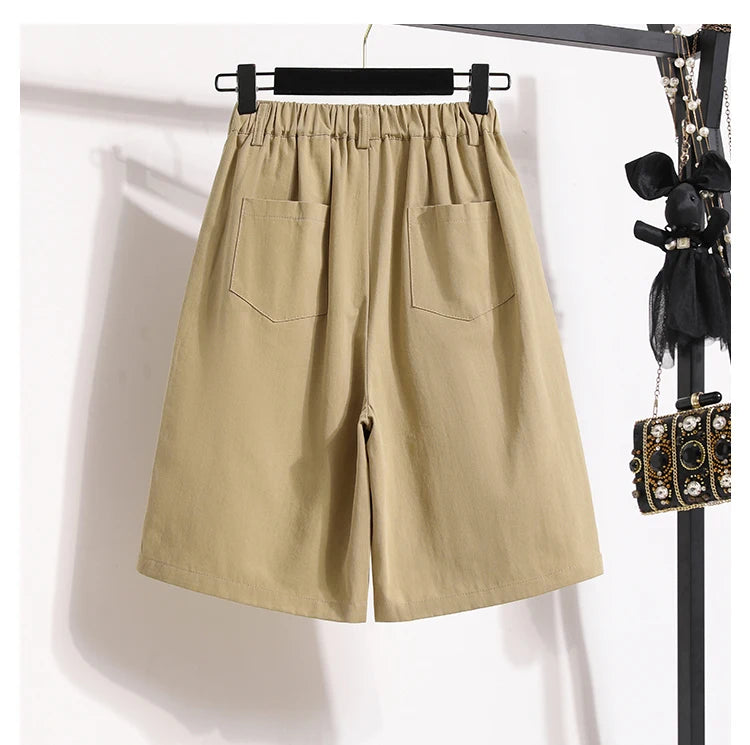 New 2024 Ladies Summer Plus Size Fashion Pants For Women Large Loose Asymmetry Shorts 3XL 4XL 5XL 6XL 7XL Clothing