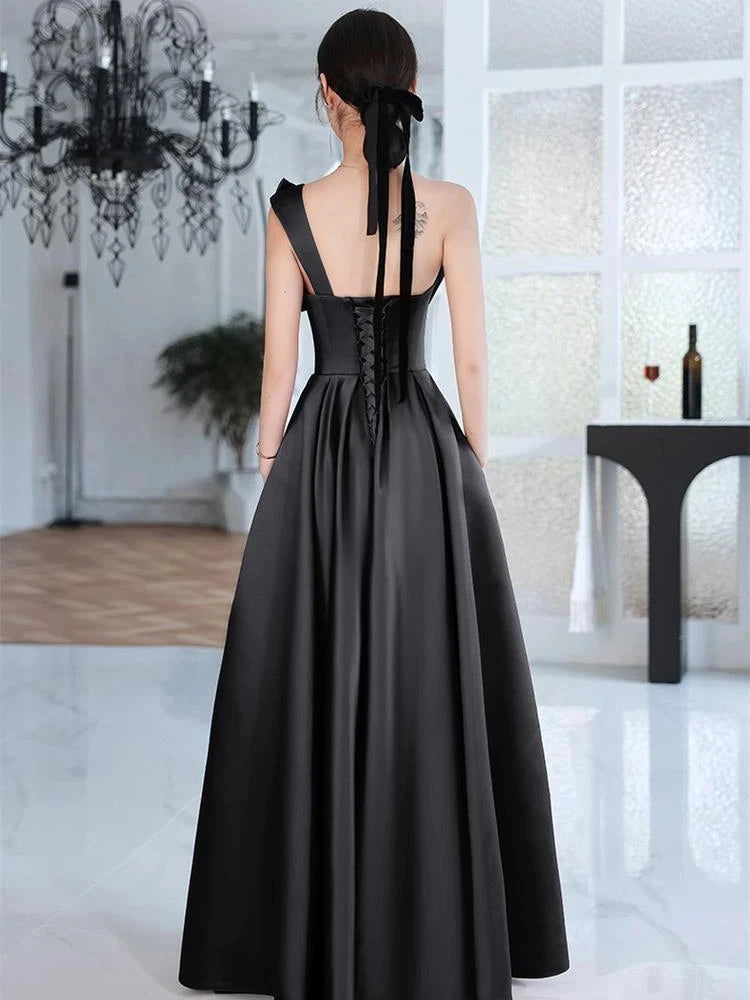 Elegant Temperament Prom Vestidos Bow Draped One-shoulder Strapless Cross Lace Up Graduation Dress Trendy Party Evening Dresses