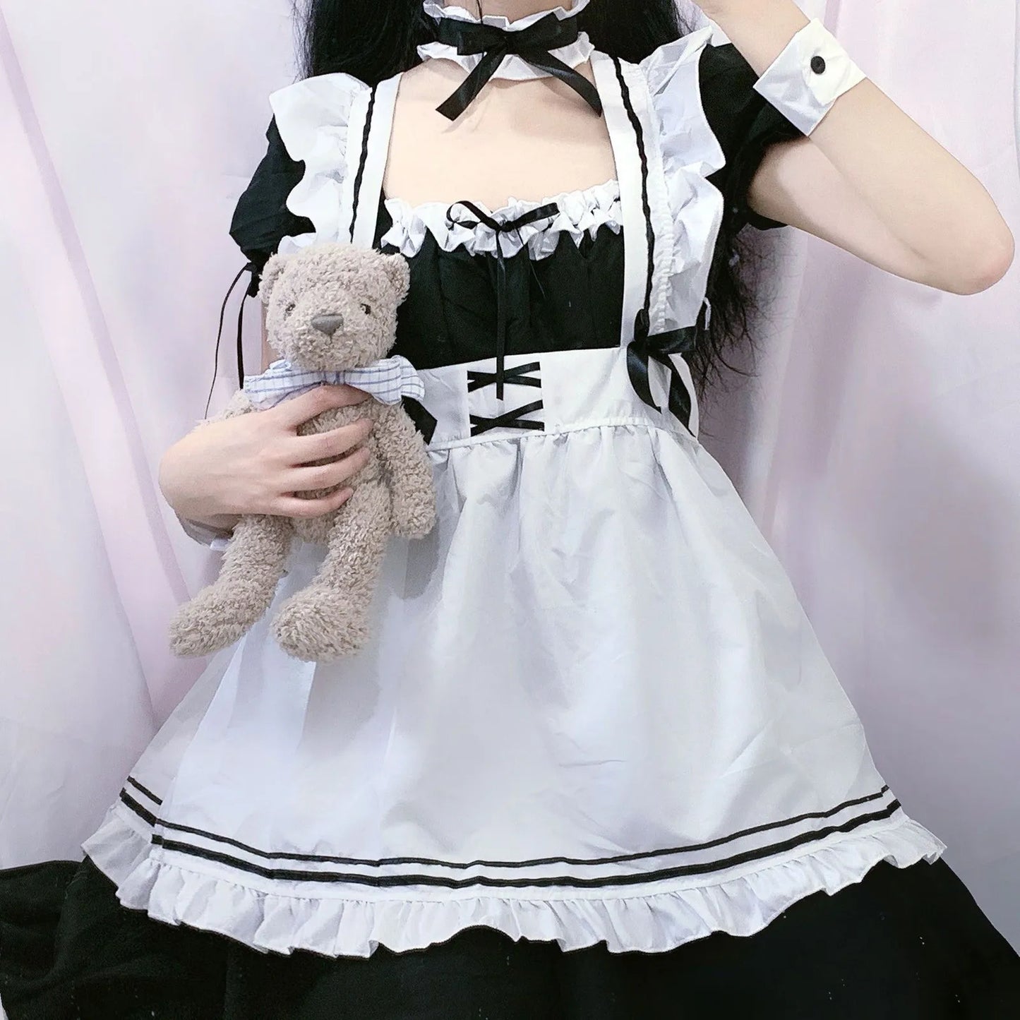 Japanese Women Maid Lolita Dress Anime Cosplay Costume Animation Uniform Outfit Clothes Cosplay Waitress Role Play Clothing
