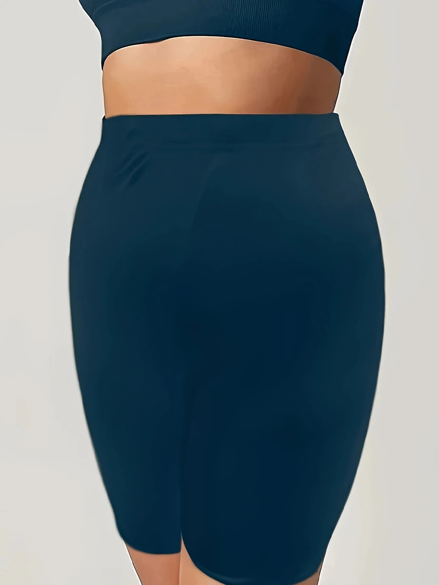 Finjani Plus Size Women's Shorts Yoga Basic Solid Ribbed Knit Biker Shorts Casual Clothing For Summer New