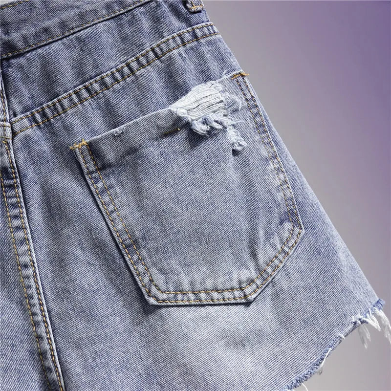 Plus Size 3XL 4XL 5XL Sexy Hot Denim Short For Women High Waist Tassel Ripped Jean New Summer Clothing Female Free Shipping