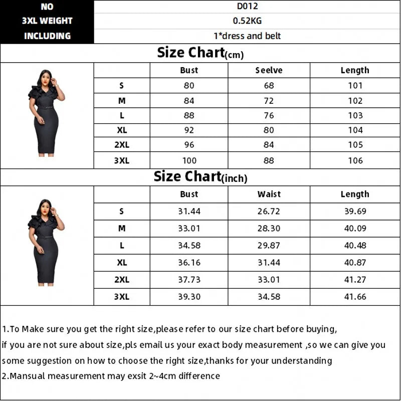 Plus Size Women's Large Ruffle Heel Wrap Short Sleeve Leisure Versatile Graceful Party Commute evening dress Women Large Dress